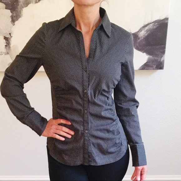 Express Tops - Express black striped button down shirt small C113